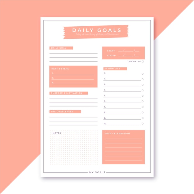 Free vector daily goals editorial template