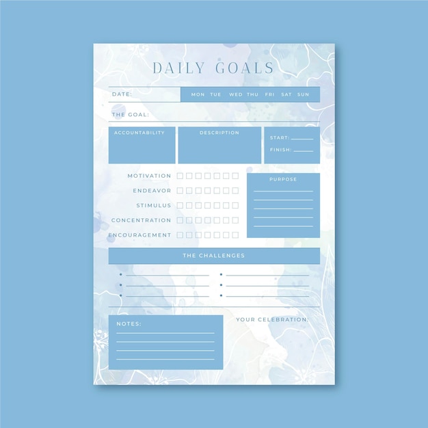 Free vector daily goals planner template