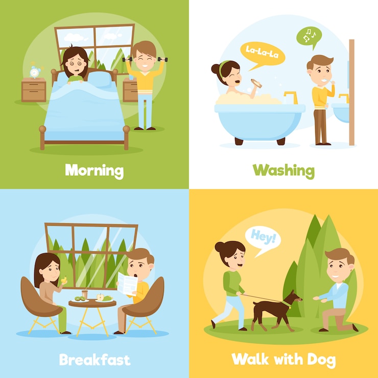 Free Vector daily people card set