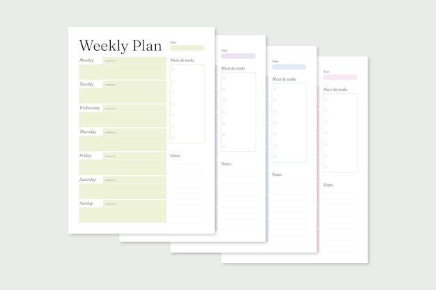 Free vector daily plan template in different colors