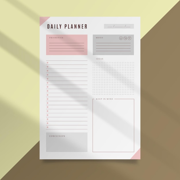 Free vector daily planner card template