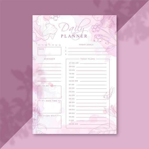 Daily planner template