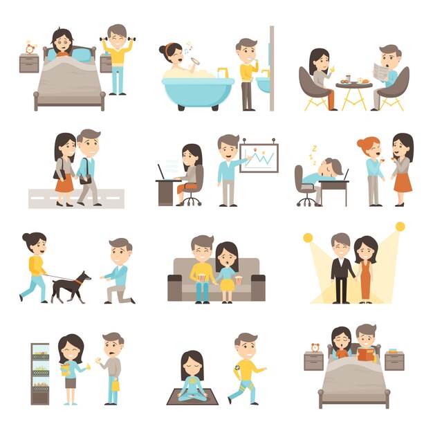 Daily routine people set