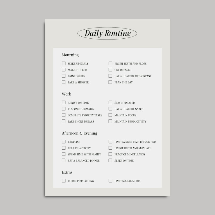 Free Vector daily routine planner