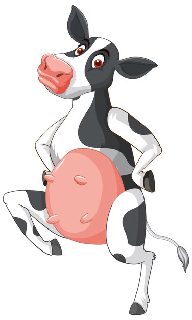 Молочная корова стоит на двух ногах мультипликационный персонаж