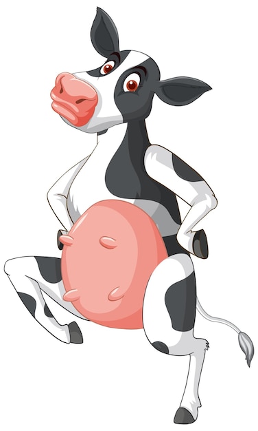 Dairy cow standing on two legs cartoon character