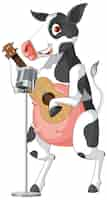 Free vector dairy cow standing on two legs playing guitar cartoon character