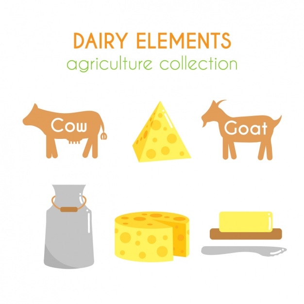 Free vector dairy elements collection