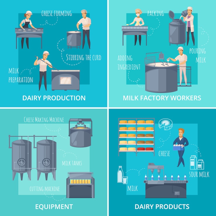 Free Vector dairy production scene collection