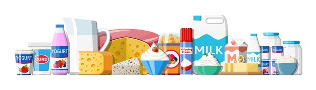 乳製品セット 無料のベクター
