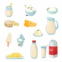 Free vector dairy products set