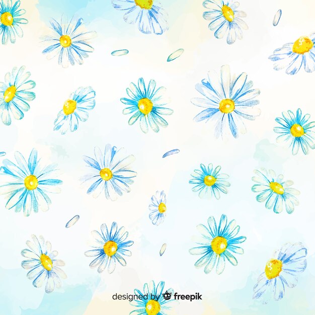 Daisies decorative background watercolor style