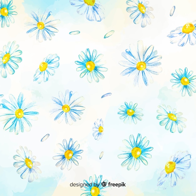 Daisies decorative background watercolor style