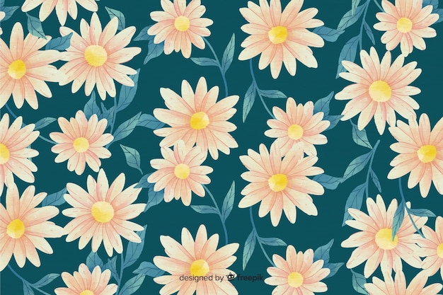 Daisies decorative background watercolor style