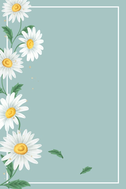 Free vector daisy flower frame on light green background