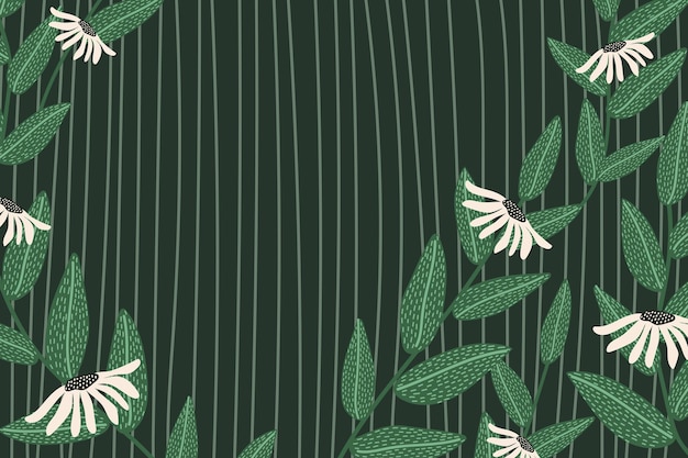 Free vector daisy patterned vector background frame in green