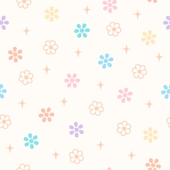 원활한 패턴에 파스텔 배경 디자인에 데이지 봄 꽃.