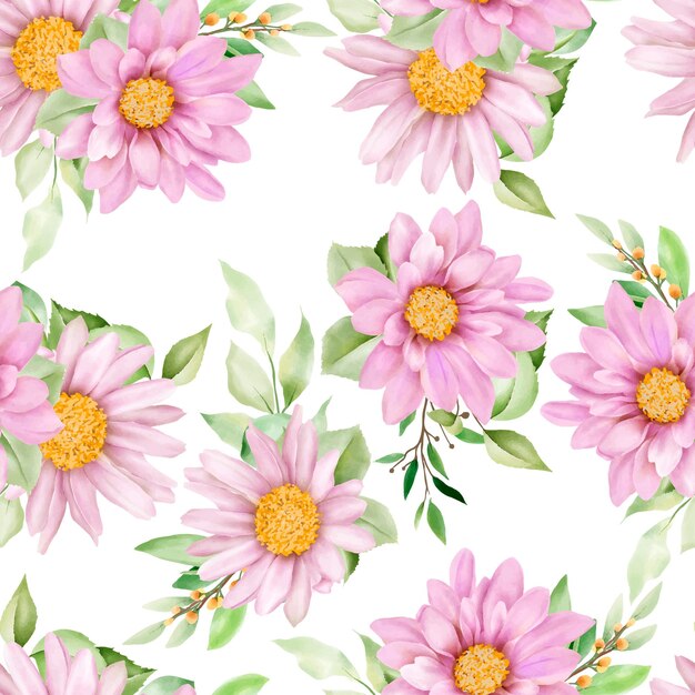 daisy watercolor seamless pattern