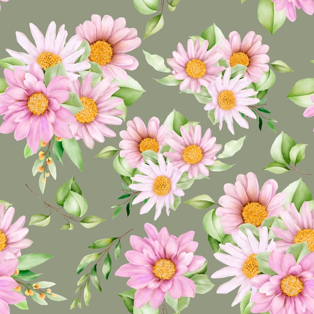daisy watercolor seamless pattern