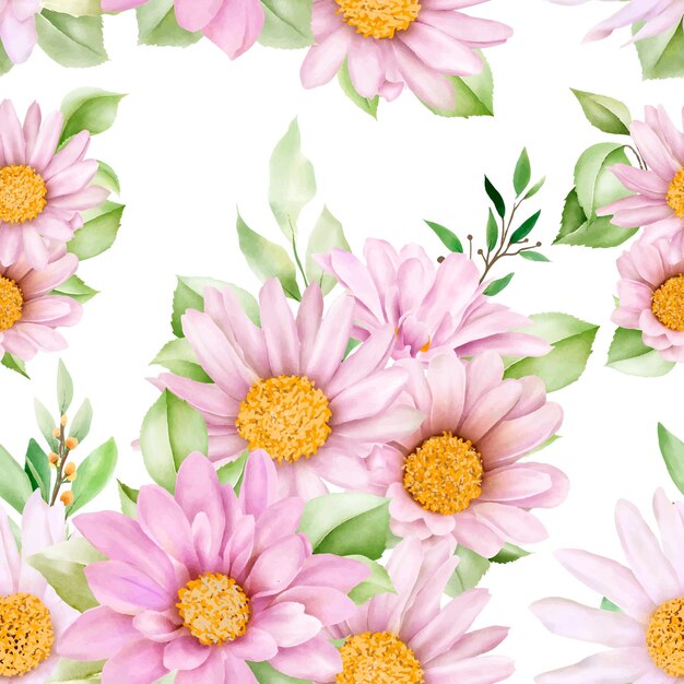 daisy watercolor seamless pattern