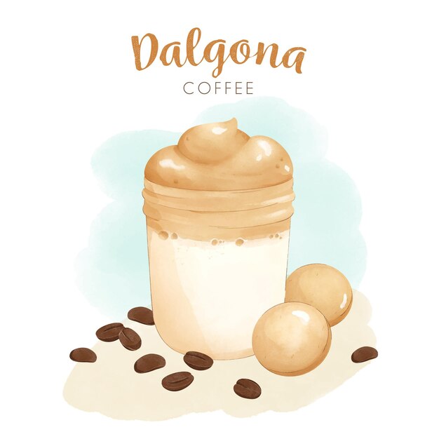 Dalgona coffee illustration concept