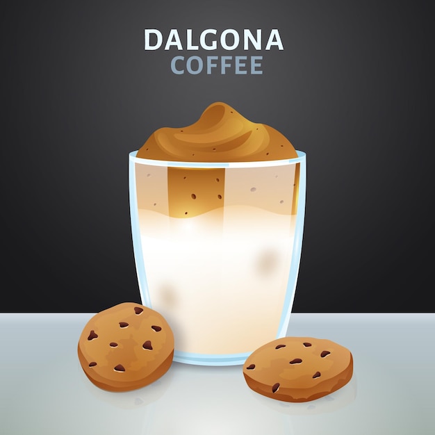 무료 벡터 dalgona 커피 일러스트 컨셉