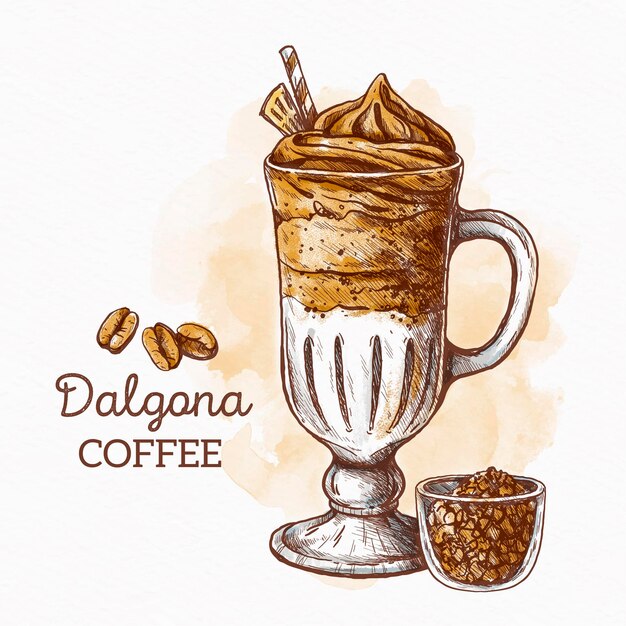 Концепция иллюстрации кофе Dalgona