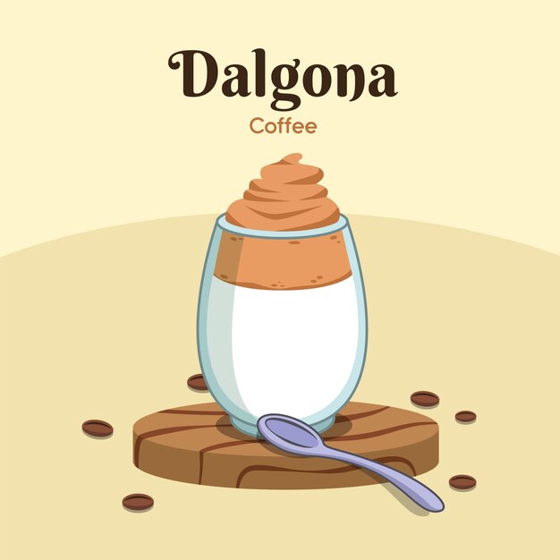 Vettore gratuito disegno dell'illustrazione del caffè di dalgona