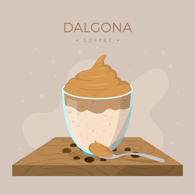 Dalgona coffee illustration