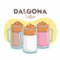 Vettore gratuito illustrazione di caffè dalgona