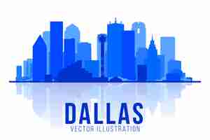 Free vector dallas texas skyline vector illustration background with a city panorama business travel and tourism concept with modern buildings image for presentation banner web site