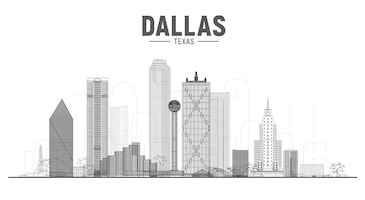 免费矢量达拉斯德克萨斯州美国城市天际线矢量插图在白色背景商务旅行和旅游概念与现代建筑形象为介绍横幅网站