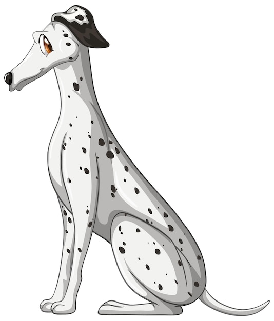 白い背景の上のダルメシアン犬の漫画