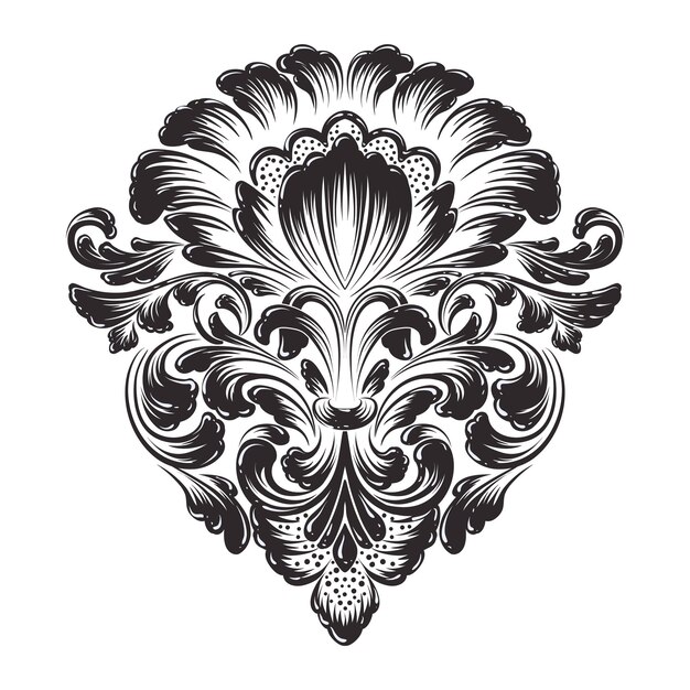 Damask central element isolated Vector damask illustration