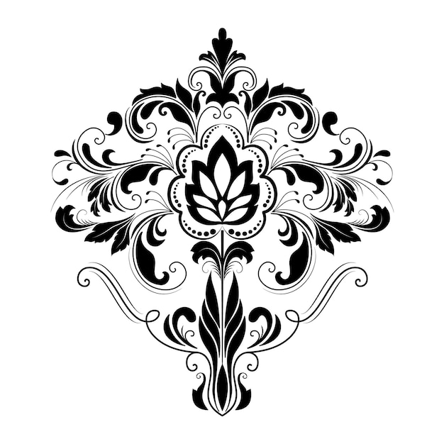 damask element. Isolated damask central illustration.