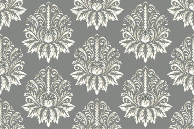 Free vector damask seamless emboss pattern background. vintage exquisite floral baroque template.