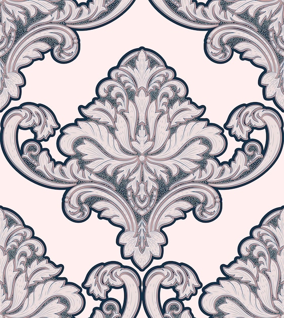 無料ベクター ダマスクシームレスパターン要素ベクトル古典的な豪華な昔ながらのダマスク飾りロイヤルビクトリア朝のシームレスなテクスチャ壁紙テキスタイルラッピングヴィンテージ絶妙な花のバロックテンプレート