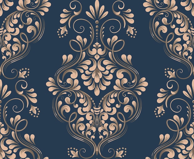 Дамаск бесшовный узор элемент Вектор классический роскошный старомодный дамасский орнамент королевский викторианский бесшовная текстура для обоев текстильная упаковка Винтаж изысканный цветочный шаблон в стиле барокко