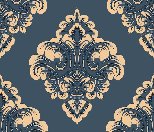 Damask seamless pattern element Vector classical luxury old fashioned damask ornament royal victorian seamless texture for wallpapers textile wrapping Vintage exquisite floral baroque template