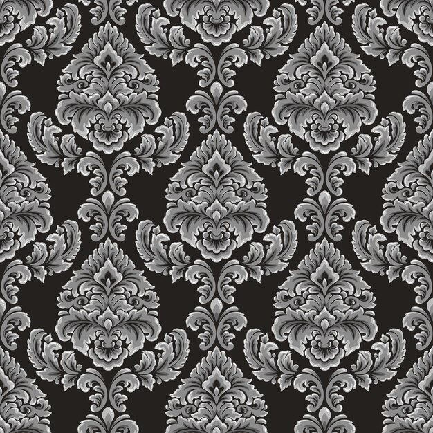 Damask seamless pattern element Vector floral damask ornament vintage illustration