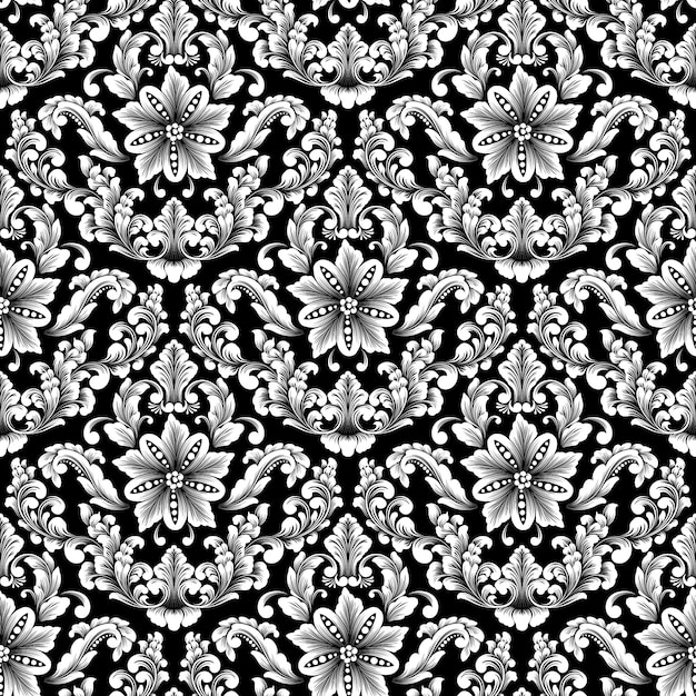 Free vector damask seamless pattern