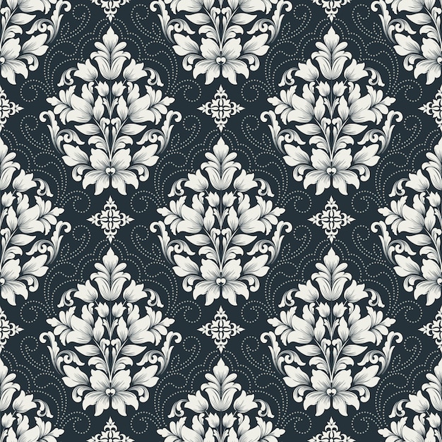 Free vector damask seamless pattern .