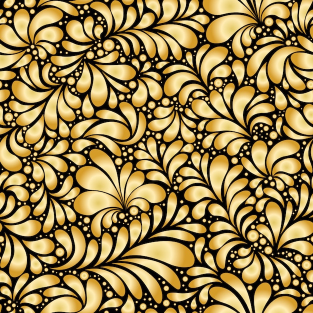 Damask Teardrop Gold Ornament, seamless pattern