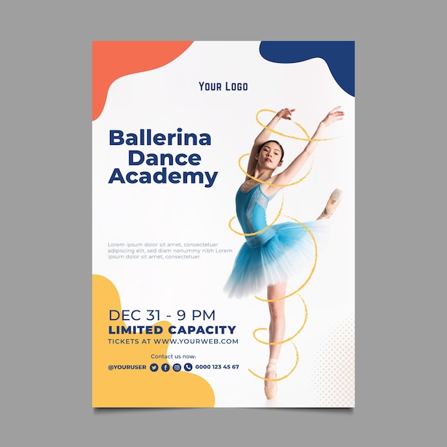 Modello di poster dell'accademia di danza