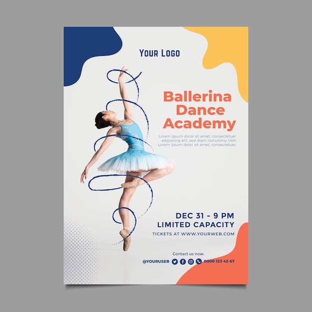 Free vector dance academy template poster