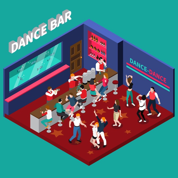 Free vector dance bar isometric composition