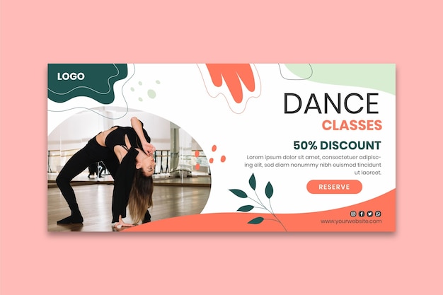 Vettore gratuito modello di banner di lezioni di danza