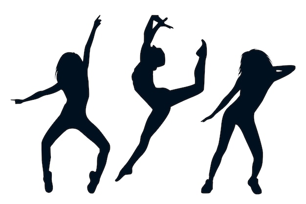 Бесплатное векторное изображение Танцевальный плоский силуэт танцора