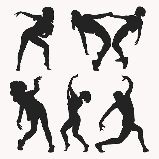 Free vector dance flat dancer silhouette