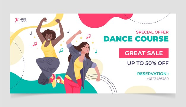 Dance school hand drawn banner